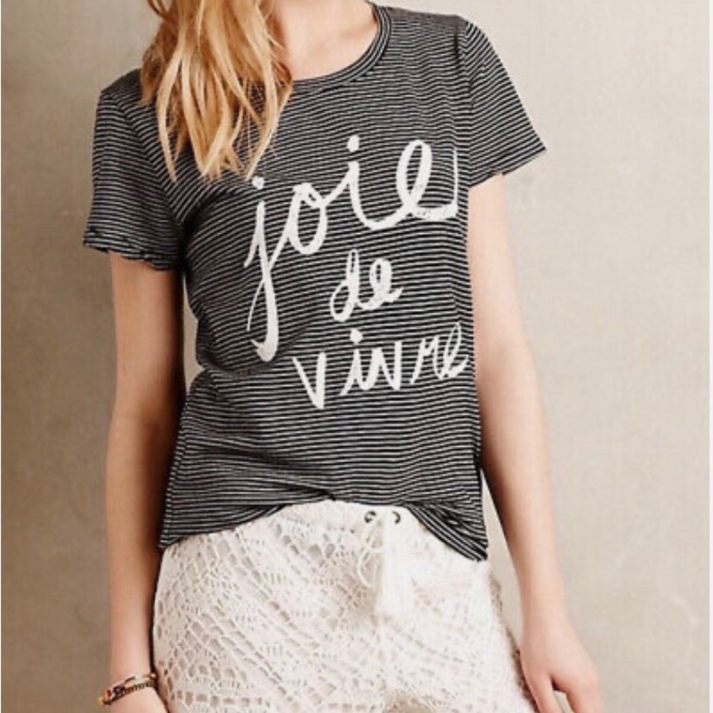 Anthropologie black/white stripe tee EUC worn twice